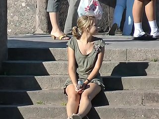 Upskirt Teen Underpants Insusceptible to Steps