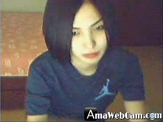 Flavourful Korean girl, sweltering overhead webcam